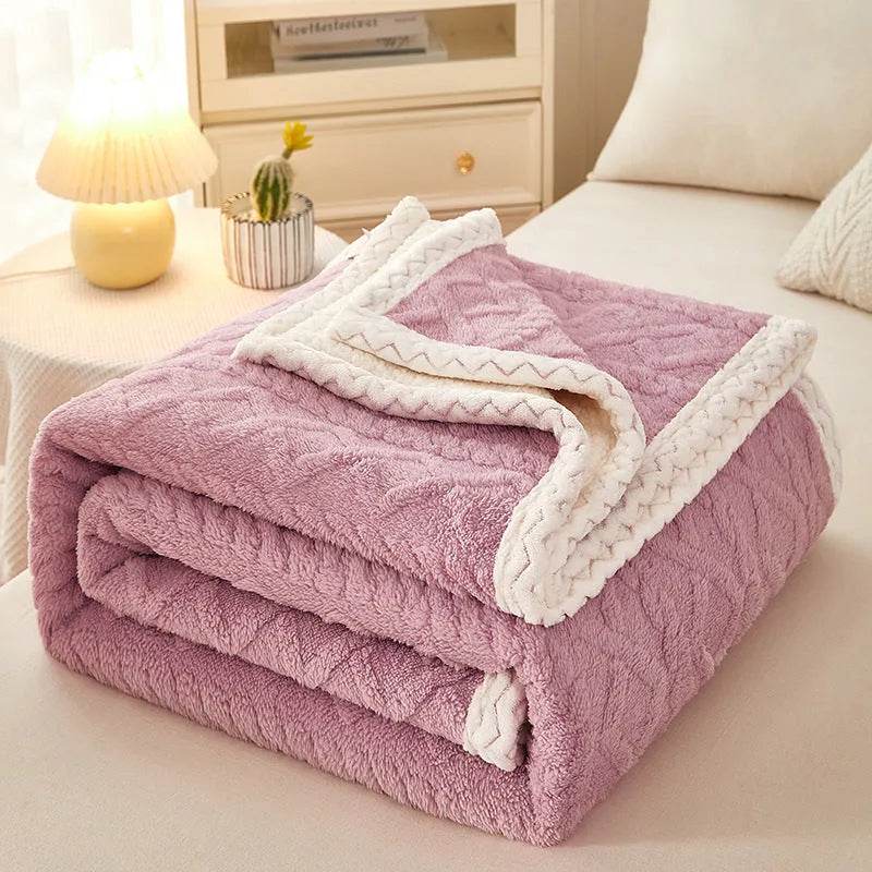 Blanket Double Thickened Warm Coral Fleece Sofa Winter Blanket - Velora