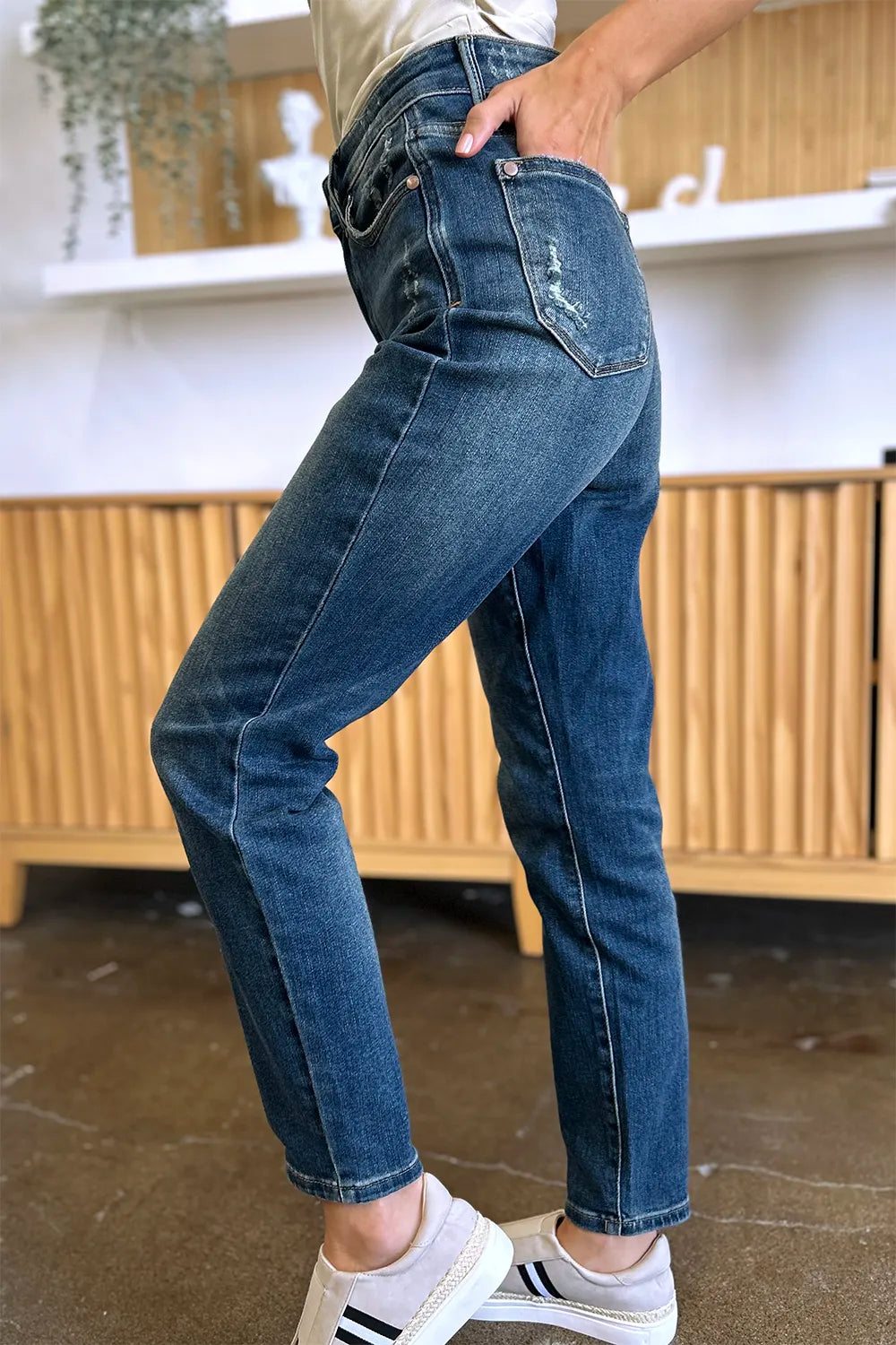 Judy Blue Full Size Tummy Control High Waist Slim Jeans - Velora