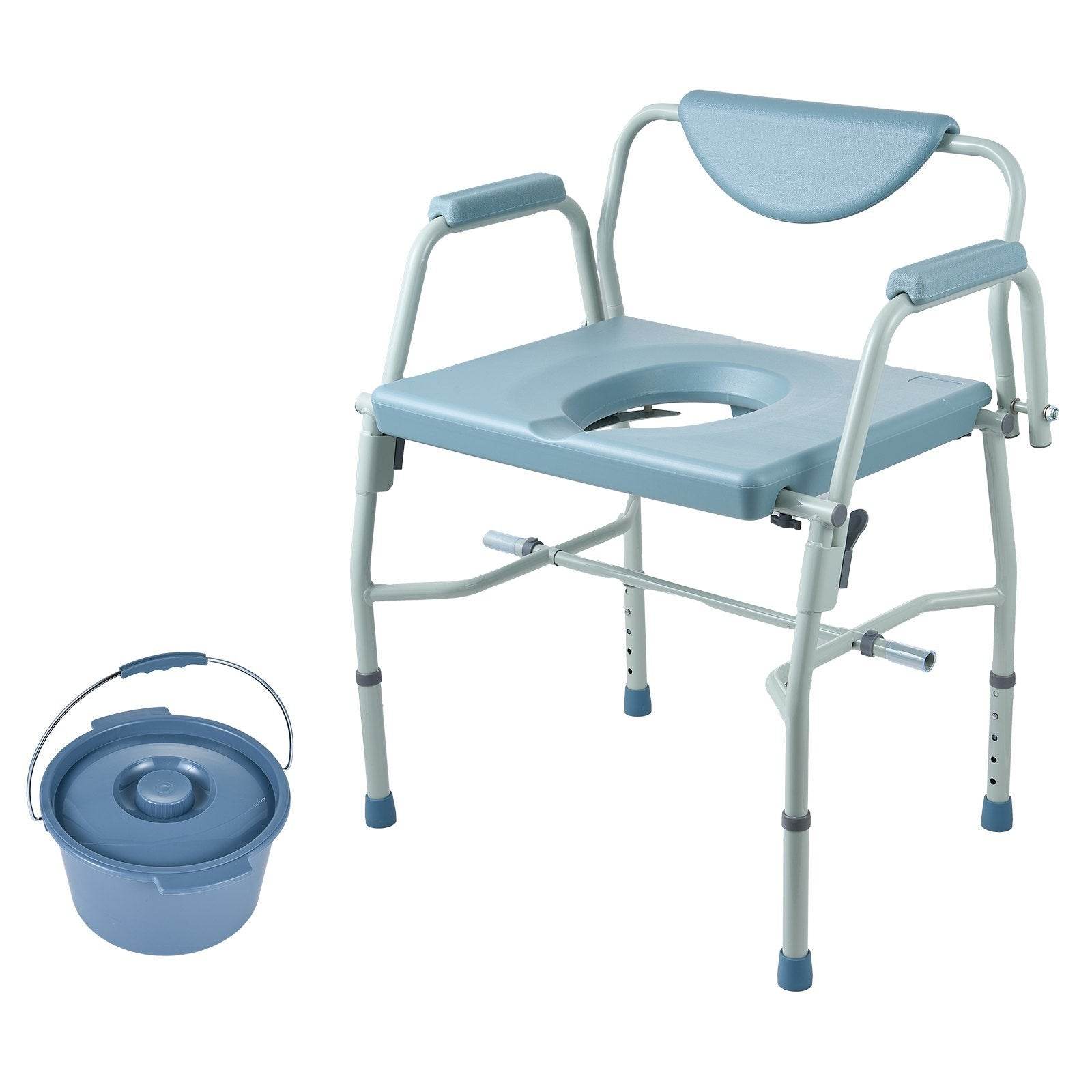 Commode Chair, Bedside Commode With Drop-Down Arms And Detachable Backrest, 5-Level Adjustable Height, 7L Removable Bucket, Easy To Assemble, 1000LBS Capacity, Portable Toilet For Adults Seniors - Velora