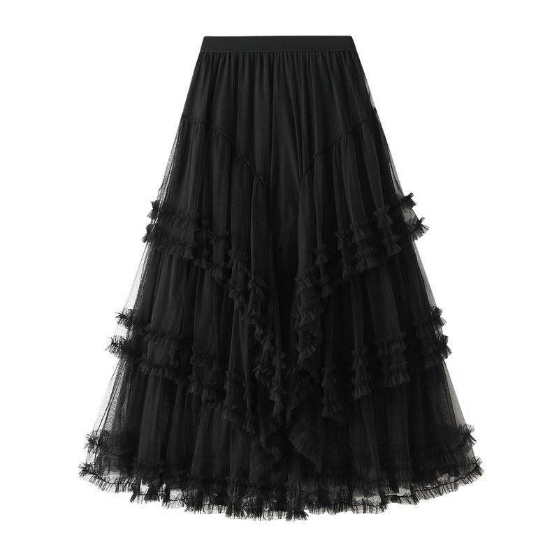 Slimming Multi-layer Gauze Skirt High-grade Midi Tulle Skirt - Velora