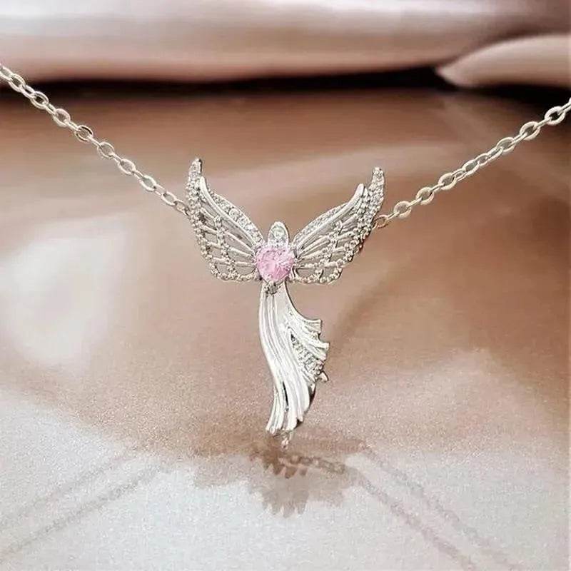 Diamond Modern Angel Pendant Necklace for Women - Velora