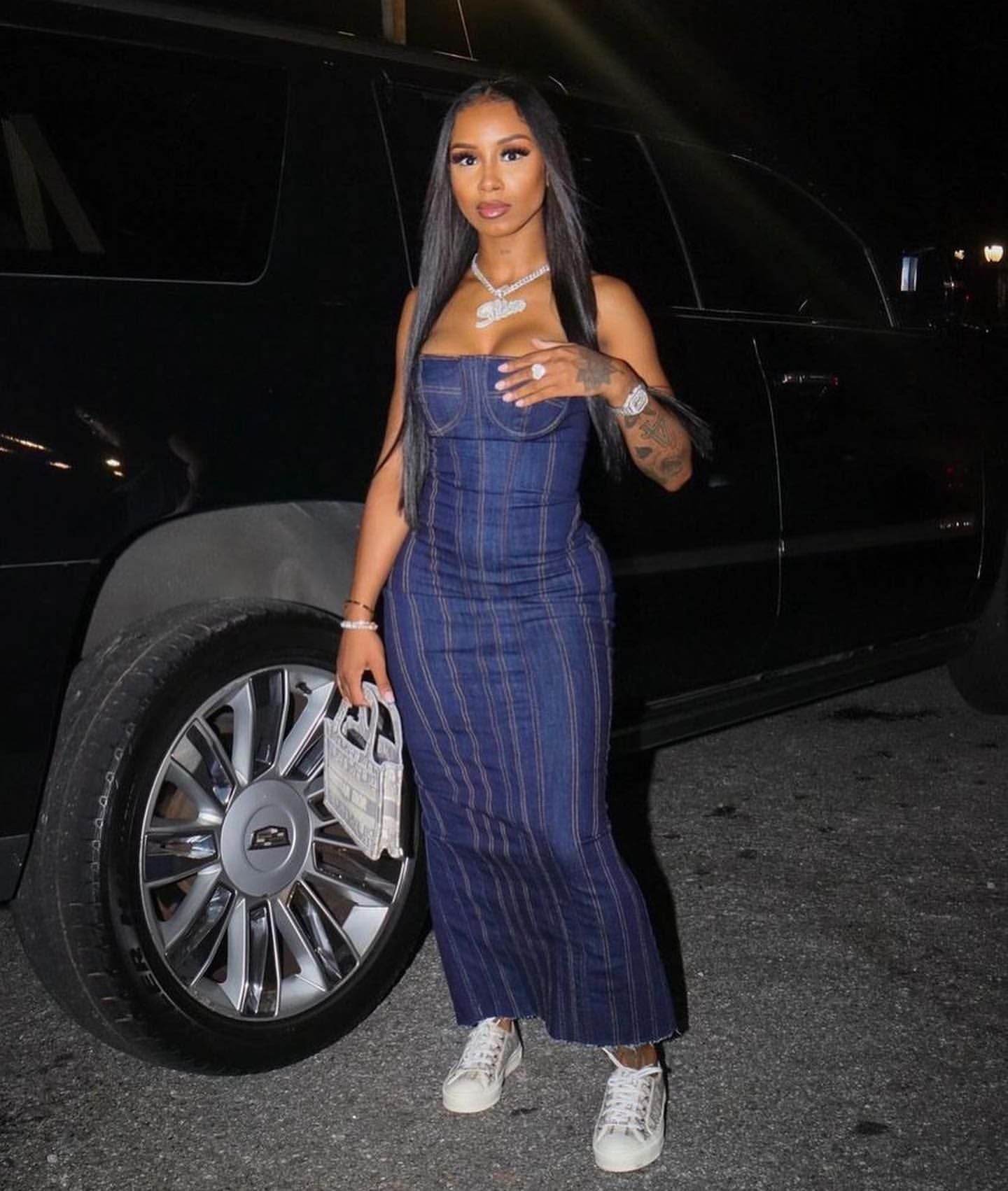 Fashion Strapless Tube Top Denim Long Fitted Jeans Dress - Velora