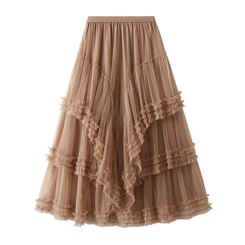 Slimming Multi-layer Gauze Skirt High-grade Midi Tulle Skirt - Velora
