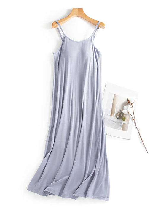 Scoop Neck Midi Cami Dress with Bra - Velora