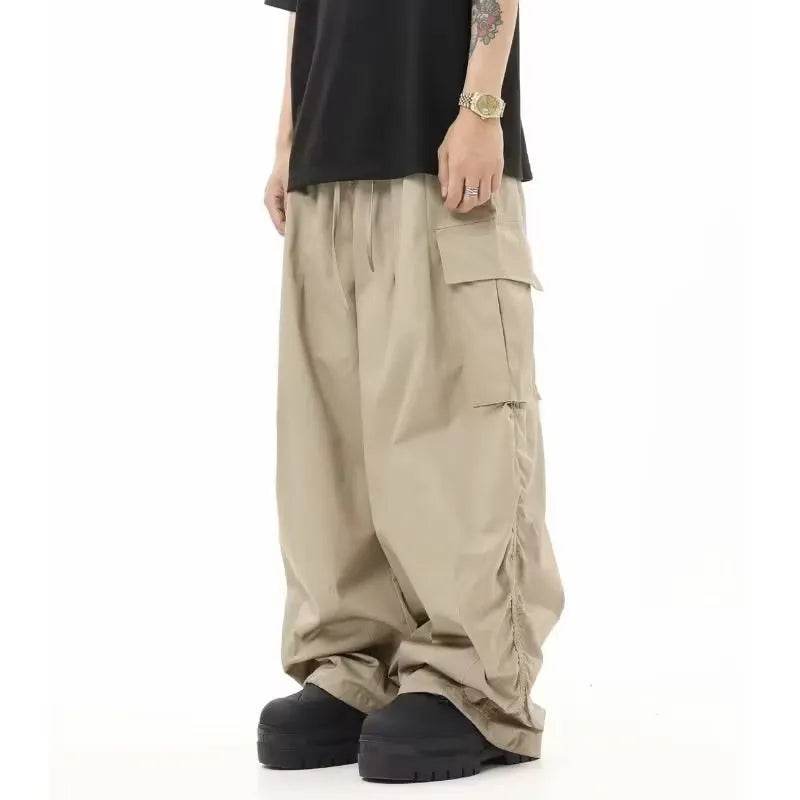 American Vintage Crumpled Multi-pocket Loose Baggy Cargo Pants Men - Velora