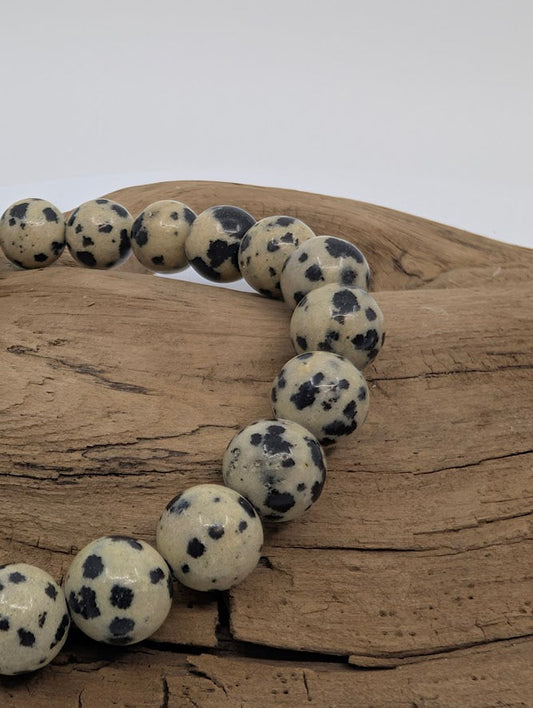 Dalmatian Jasper Bracelet — 8mm Round Beads