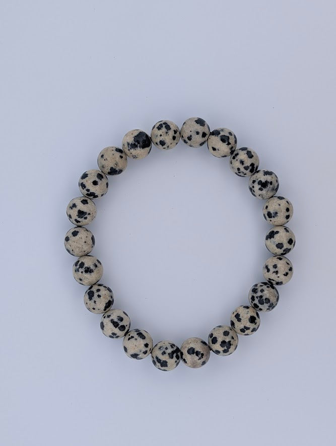 Dalmatian Jasper Bracelet — 8mm Round Beads