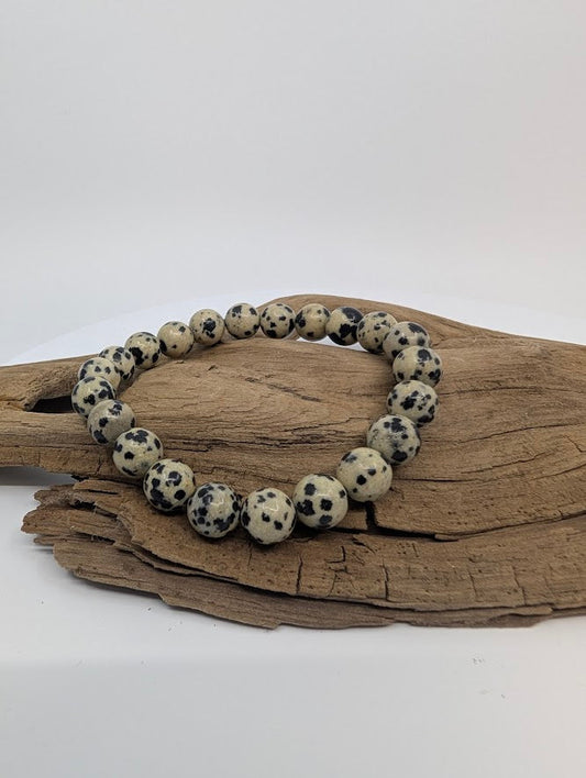 Dalmatian Jasper Bracelet — 8mm Round Beads