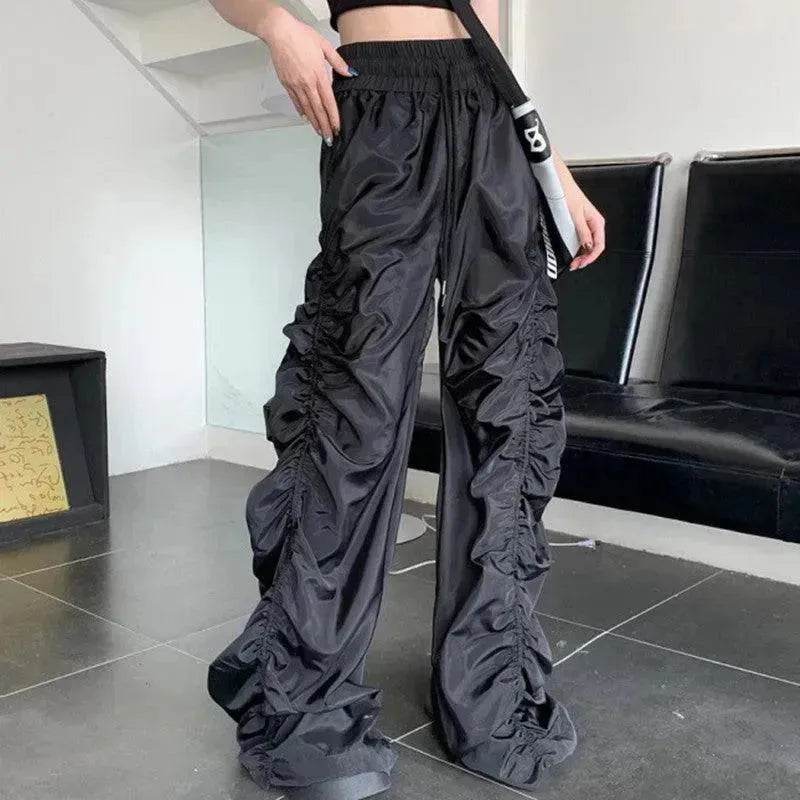 Dark Loose Mop High-waisted Trousers Women - Velora