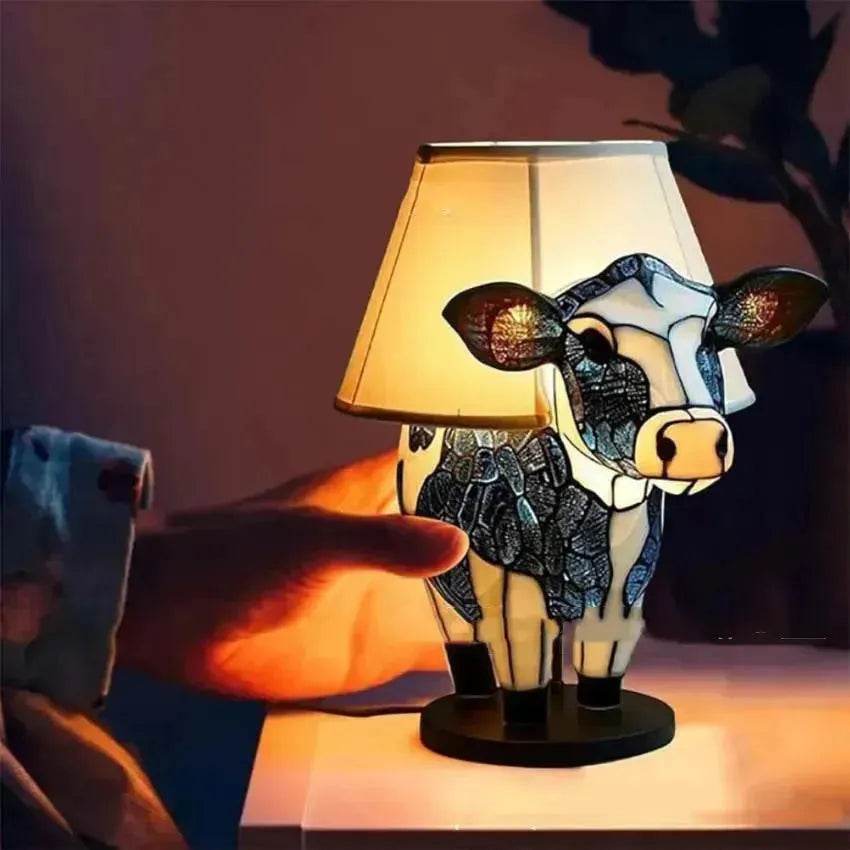 Beautiful Cow Table Lamp Bedside Table Lamp With USB Bedside Lamp For Living Room Bedroom Dormitory Bra Ornament - Velora