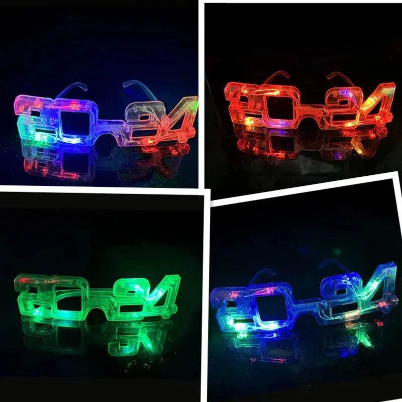 LED Glowing New Year Glasses 2024 Glitter Glasses For Party Evening Decoration - Velora