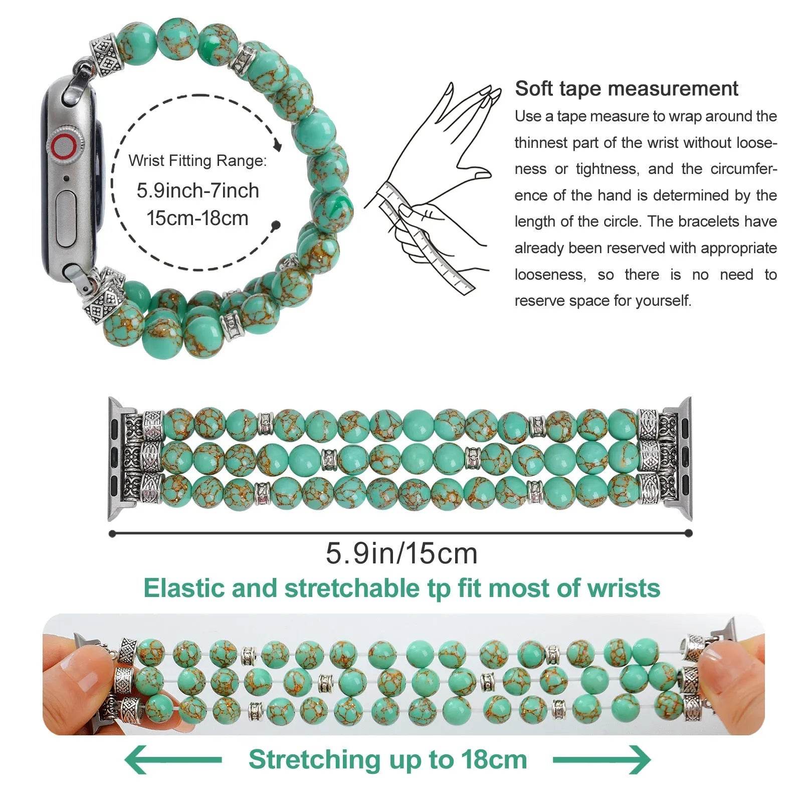 Beaded Bracelet Smart Phone Watch Strap for women - Velora