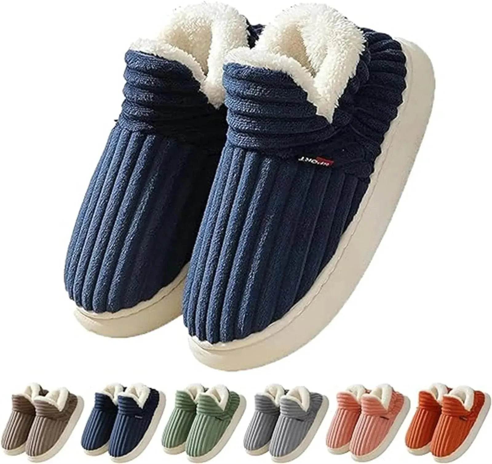 Men Winter New Women Cotton Slippers Outdoor Fashion Couple Slippers Warm Indoor Bedroom Cotton Plush Shoes Fleece Fluffy - Velora