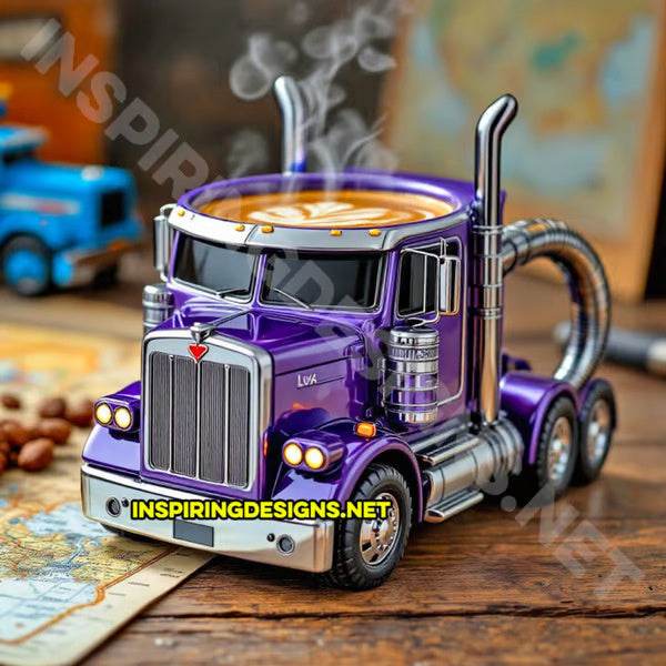 Durable Truck Coffee Mug Semi Truck Handcrafted Coffee Cup Semi-trailer Shaped Semi-Truck Coffee Mugs For Family - Velora