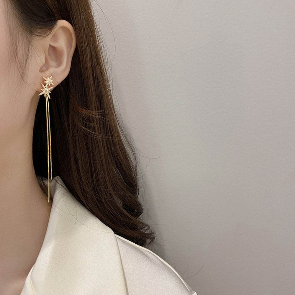 Women's Korean Style Long Tassel Drop Earrings Elegant Lightweight Statement Gold Plated Fashion Jewelry Wholesale - Velora