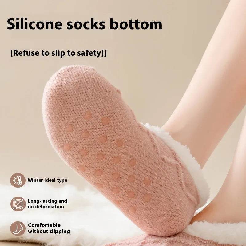 Winter Warm Short Cotton Slipper Socks Unisex Thicken Thermal Plush Home Floor Sock Soft Non-slip Grip Fuzzy Floor Fluffy Socks - Velora