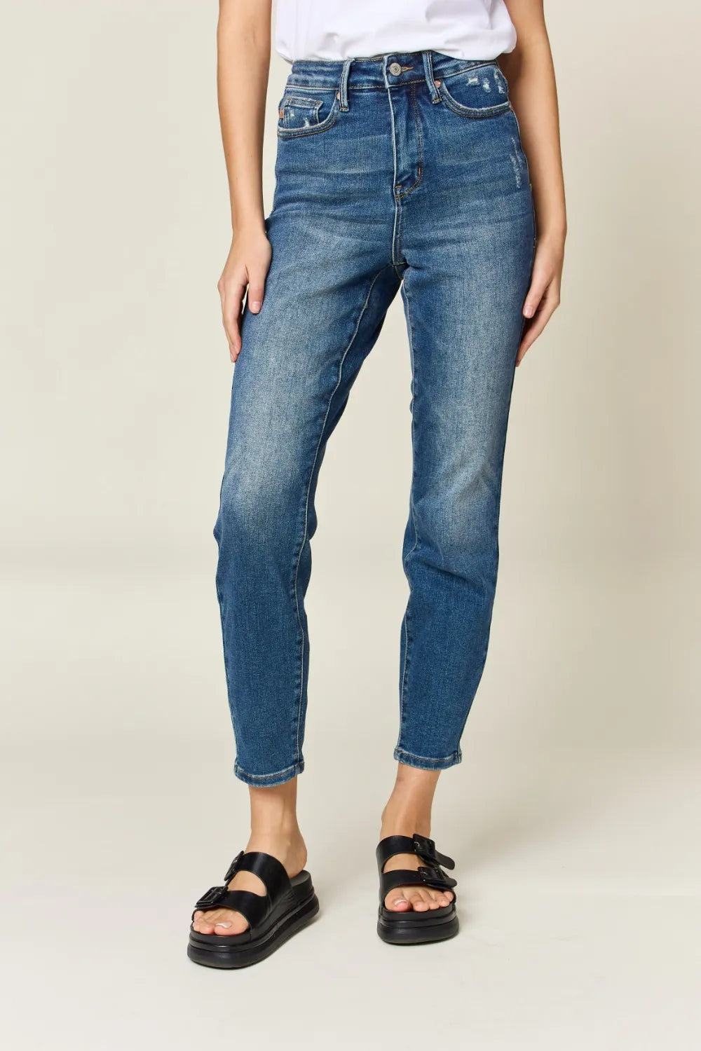 Judy Blue Full Size Tummy Control High Waist Slim Jeans - Velora