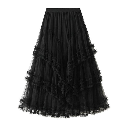 Slimming Multi-layer Gauze Skirt High-grade Midi Tulle Skirt - Velora