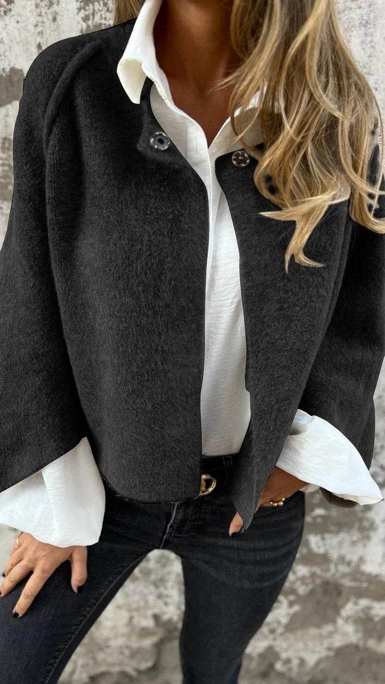 Women's Batwing Sleeve Cardigan Autumn And Winter Loose Short Cashmere Long Sleeve Coat - Velora