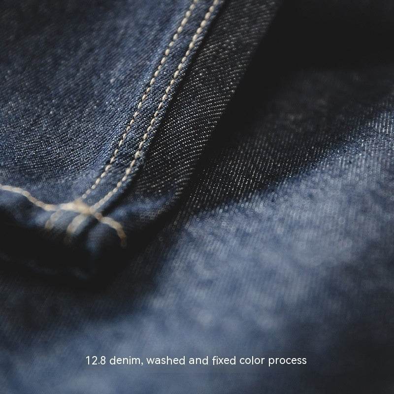 Vintage Denim Washed Elastic Waist Loose Jeans Cityboy Wide Leg Tapered Pants Men - Velora