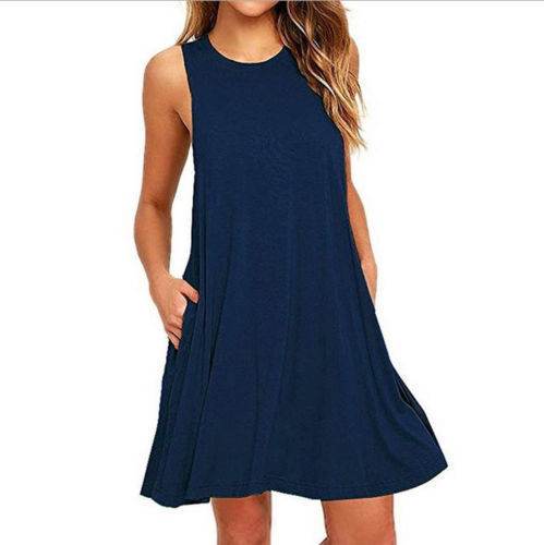 Casual Summer dress Women Pocket Dress Ladies beach mini dress - Velora