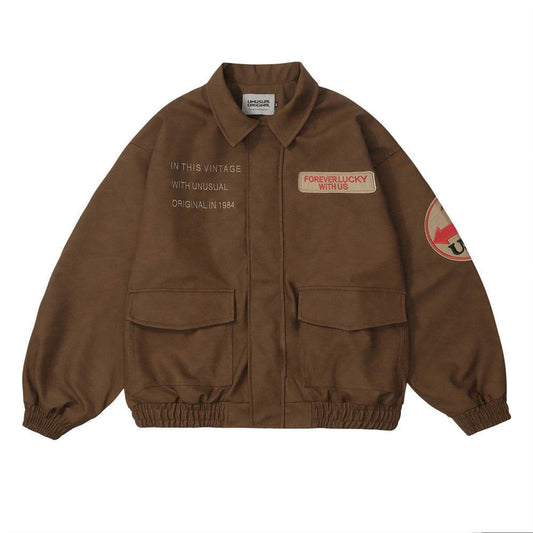 Men's Paste Cloth Embroidery Letter Coat - Velora