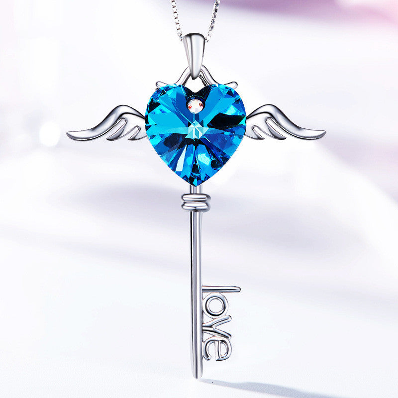 S925 Sterling Silver Angel Necklace with Swarovski Crystals