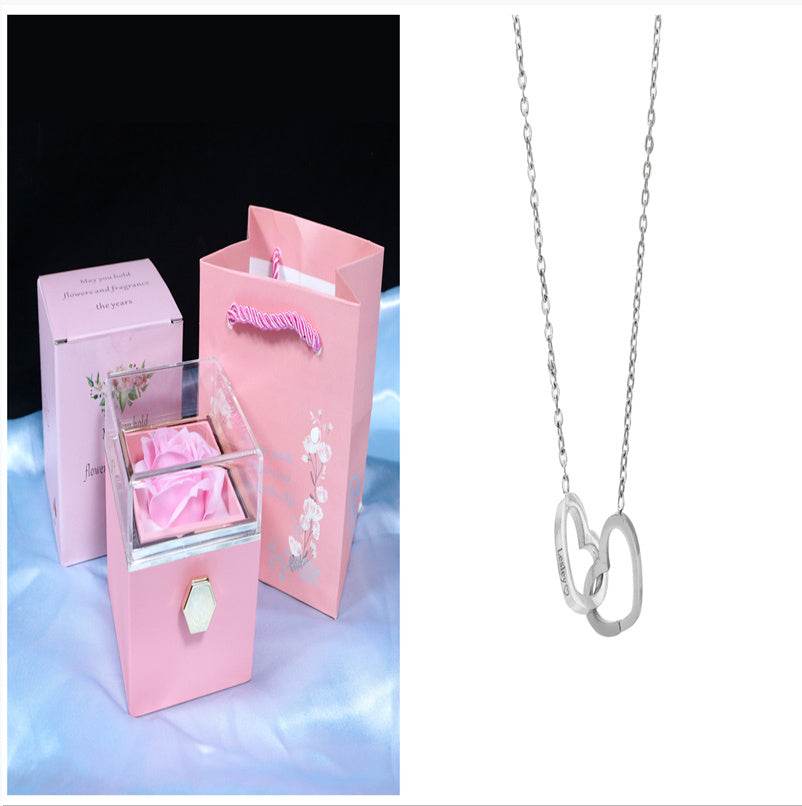 Rotating Soap Flower Rose Gift Box Creative Rotating Rose Jewelry Packaging Box Valentine's Day Gift For Women - Velora