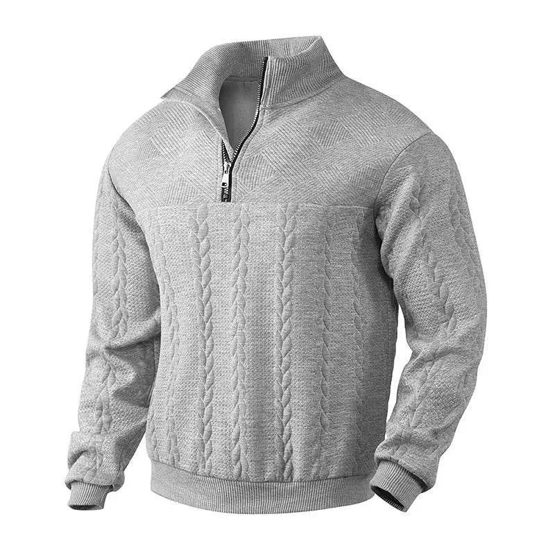 Casual Autumn Winter Half Zip Stand Collar Pullover Sweater top Men - Velora