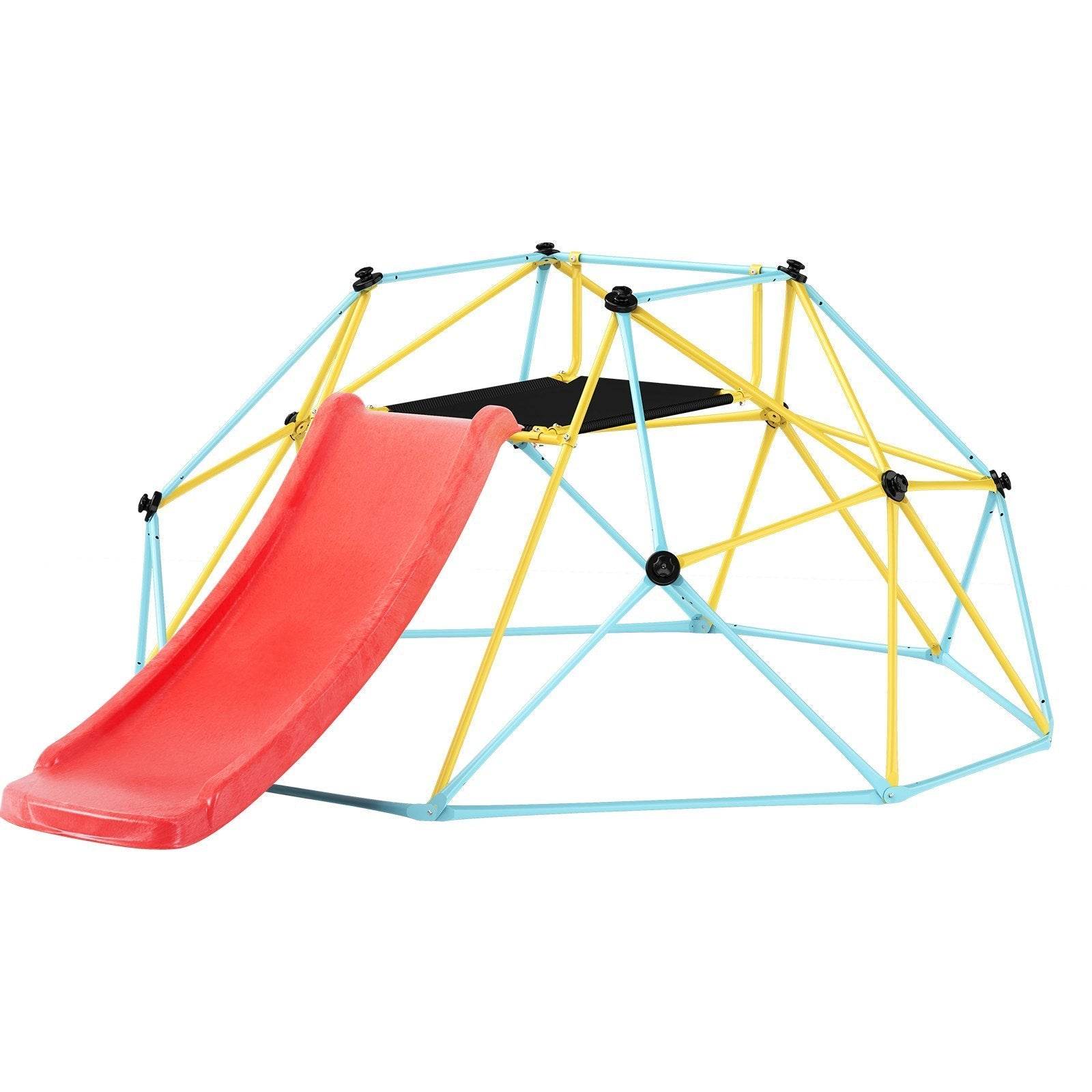Climbing Dome, For Kids 3 To 9 Years Old, 8FT Geometric Dome Climber With Slide,Jungle Gym Supports 600LBS And Easy Assembly, With Climbing Grip, Outdoor And Indoor Play Equipment For Kids - Velora