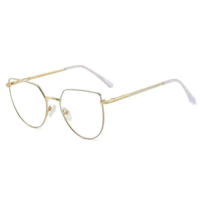 Women's Plate Anti-Blue Light Glasses Fashion Metal Large Frame - Velora
