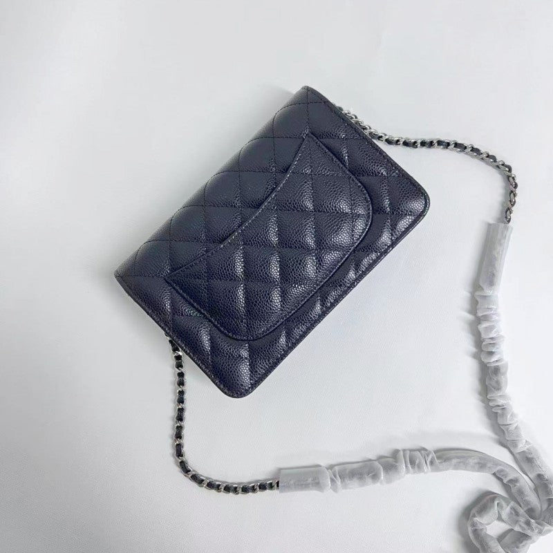 Chanel-Style WOC Women's Chain Shoulder Bag in Caviar Leather