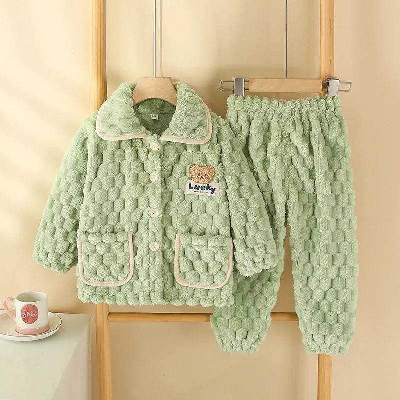 Children Thick Winter Fleece Pajamas set boys girls kids - Velora