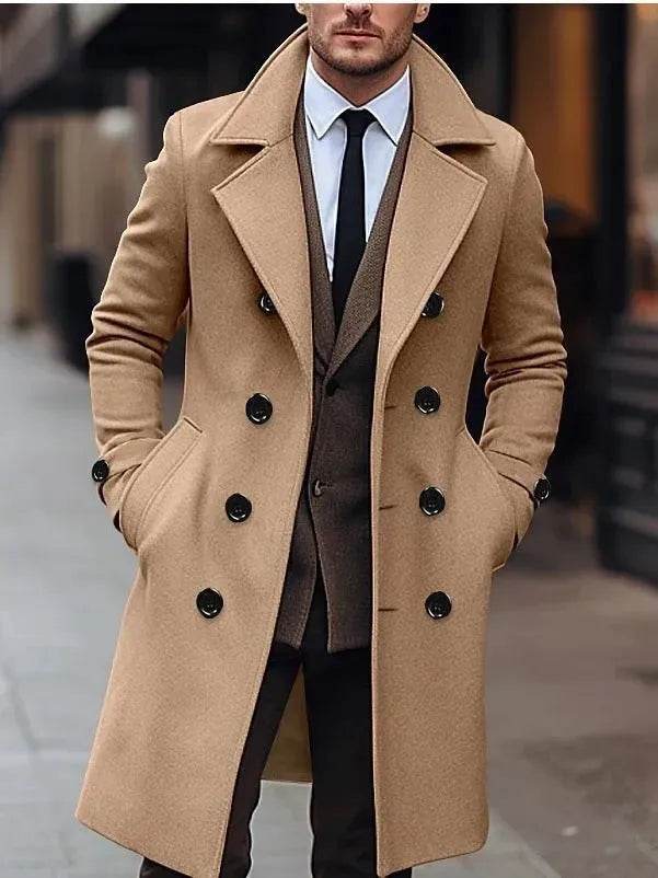 Fall Winter Men Woolen Coat Double Breasted Overcoat for men - Velora