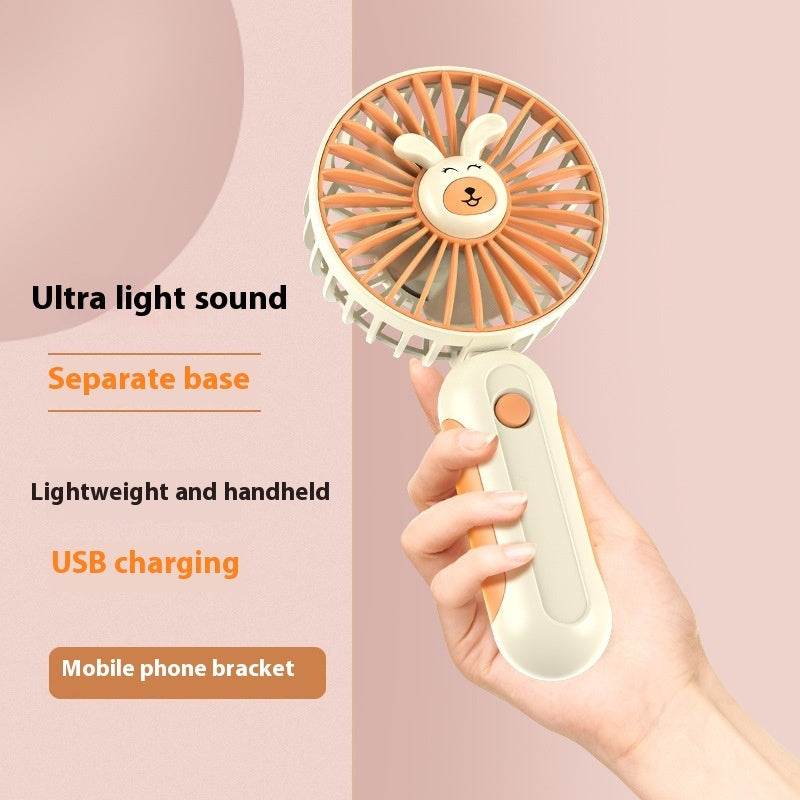 New Summer Cartoon Handheld Mini Usb Rechargeable Fan Desktop Stand - Velora