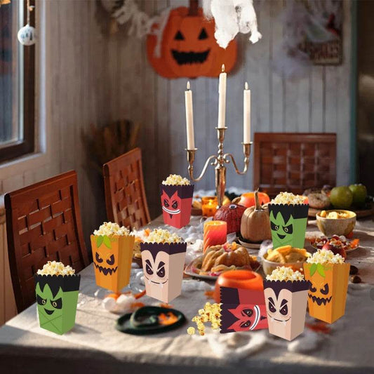 12 Pieces Halloween Popcorn Box Halloween Party Favor Snack Treat Boxes Candy Cookie Container Decorations Gifts For Popcorn Sales Halloween Party Favor Supplies - Velora
