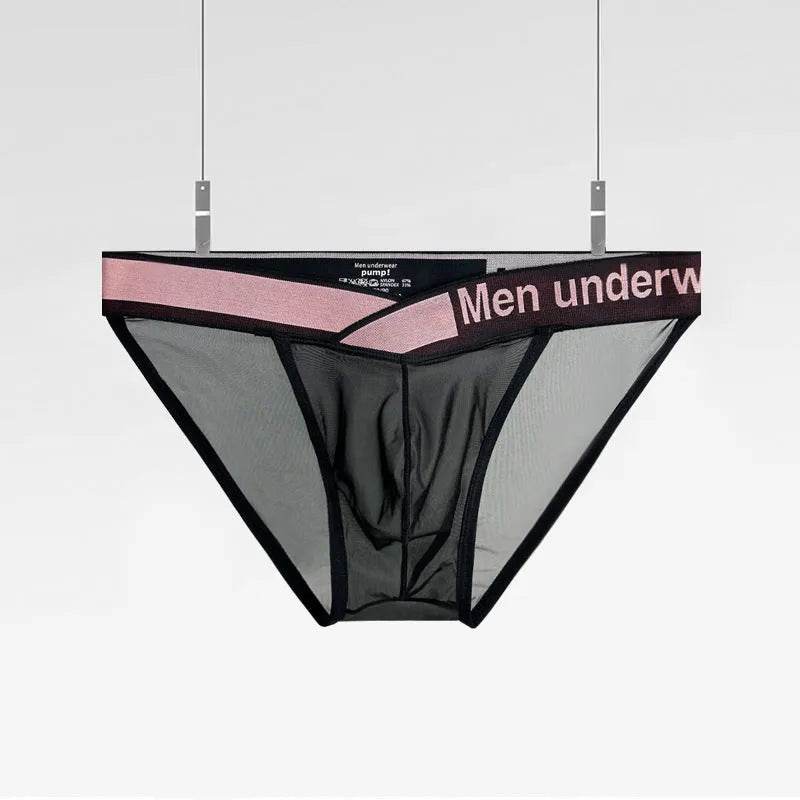 Men's Thin Ice Silk Transparent High Fork Briefs - Velora