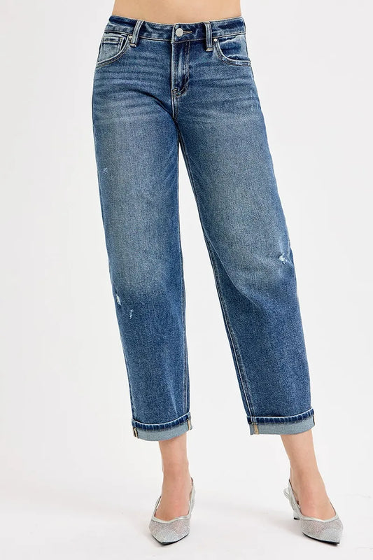 RISEN Full Size Low Rise Crop Boyfriend Jeans Plus Size - Velora