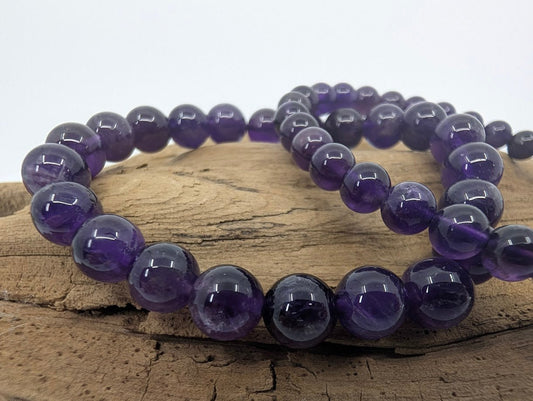 Deep Purple Amethyst Bracelet — 6mm & 8mm Beads