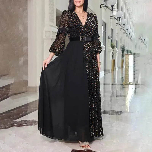 Deep V-neck Dress European And American Elegant Fashion Simple Charming