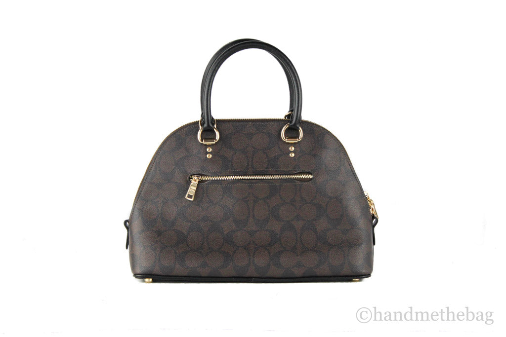 Coach Katy Brown Black Signature Coated Canvas Dome Satchel
