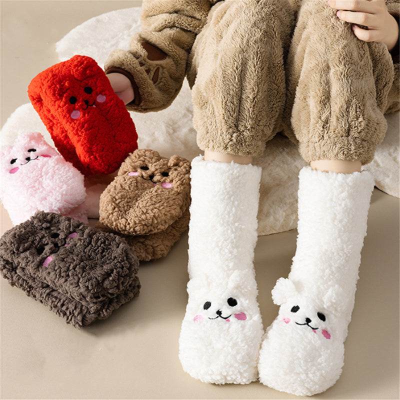 Winter Floor Socks Velvet Thicken Warm Coral Velvet Cute Socks Japanese-style Home Footwear Non-slip Socks New Year Gifts Winter Gadgets - Velora