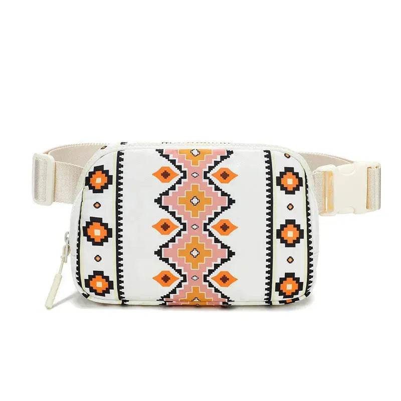 New Bohemian Print Waist Bag With Adjustable Shoulder Strap Fashion Casual Outdoor Running Crossbody Waist Bag For Women - Velora