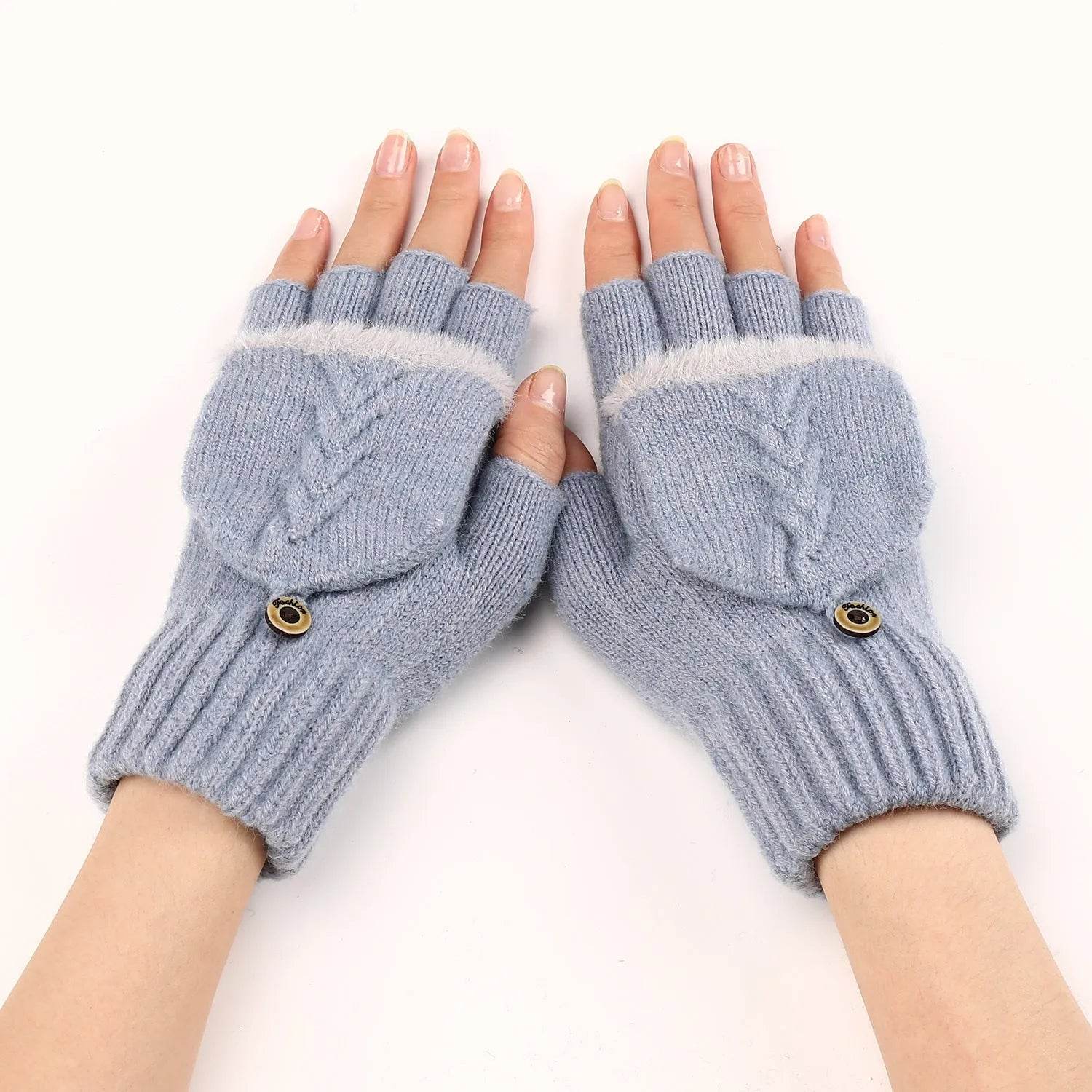 Wool Fingerless Gloves Women's Warm Fashionable Knitted Half Finger Oversleeves - Velora
