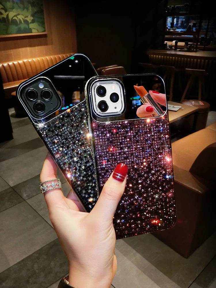 Silicone Gradual Rhinestone iphone case Apple Phone Protective  Case