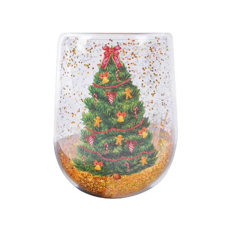 Christmas Tree Cups Heat Resistant Double Layer Household Cartoon Tumbler Gift Idea - Velora