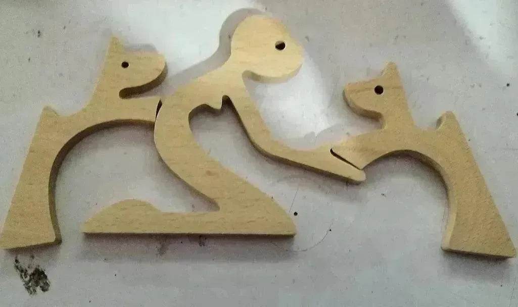 DIY Figurine Wood Dog Ornament Sculpture Home Decoration A Man A Dog Wood Sculpture Christmas Gifts Model Decor - Velora