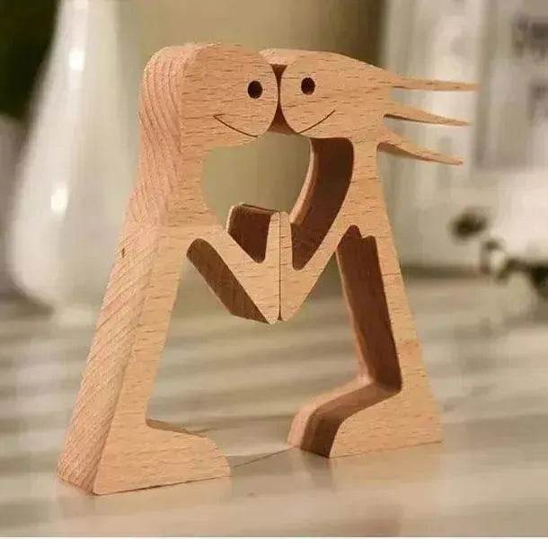 DIY Figurine Wood Dog Ornament Sculpture Home Decoration A Man A Dog Wood Sculpture Christmas Gifts Model Decor - Velora