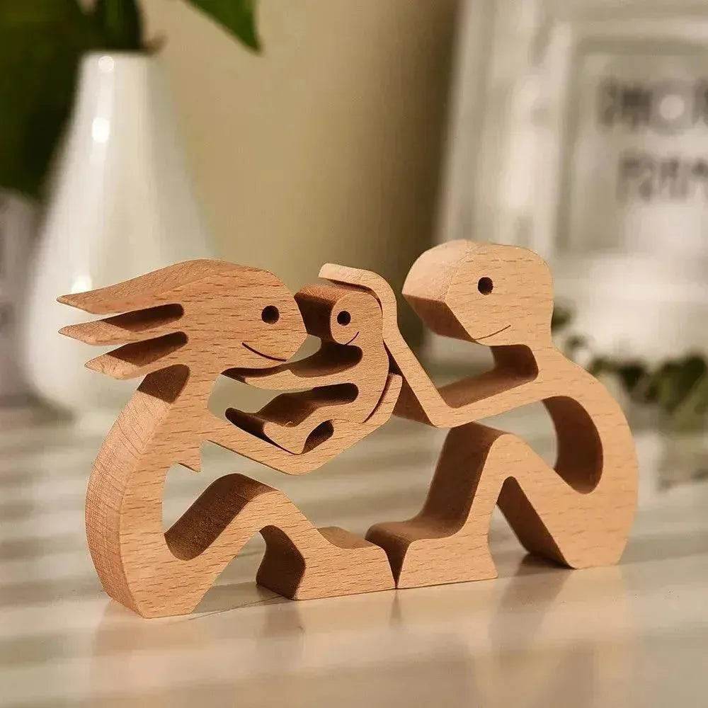 DIY Figurine Wood Dog Ornament Sculpture Home Decoration A Man A Dog Wood Sculpture Christmas Gifts Model Decor - Velora