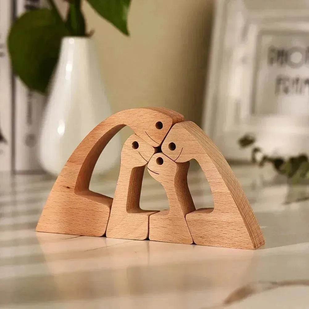 DIY Figurine Wood Dog Ornament Sculpture Home Decoration A Man A Dog Wood Sculpture Christmas Gifts Model Decor - Velora